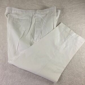 Linea Uomo Mens White Pleated Front Cotton Stretch Dress Pants 46W x 30L